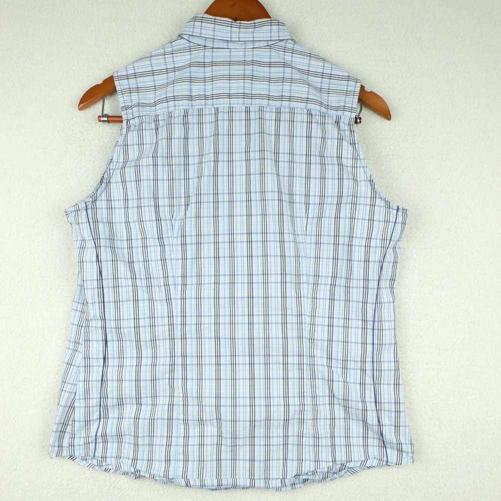 Columbia Womens Button Up Shirt Medium Blue Plaid Sleeveless Outdoor Classic - Picture 5 of 9